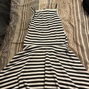 Black and white striped dress